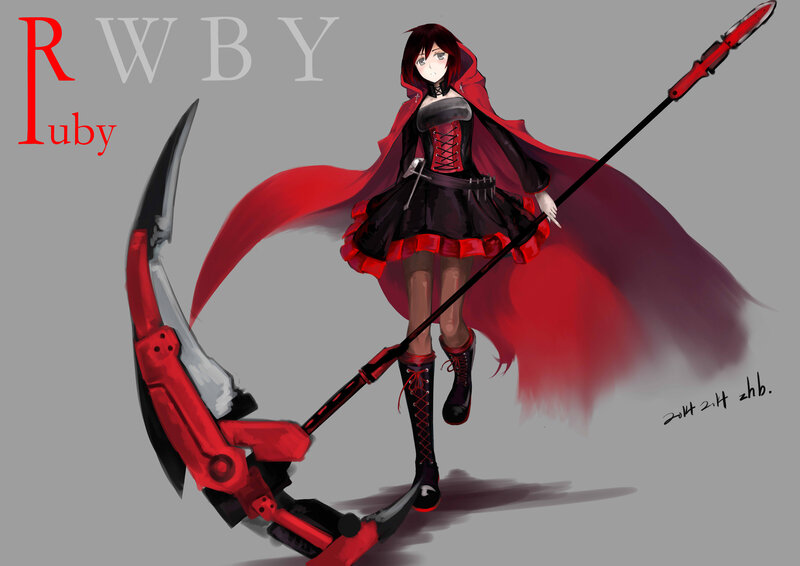 Anime Girl with Scythe — Red, Dramatic, Digital Art, Spear