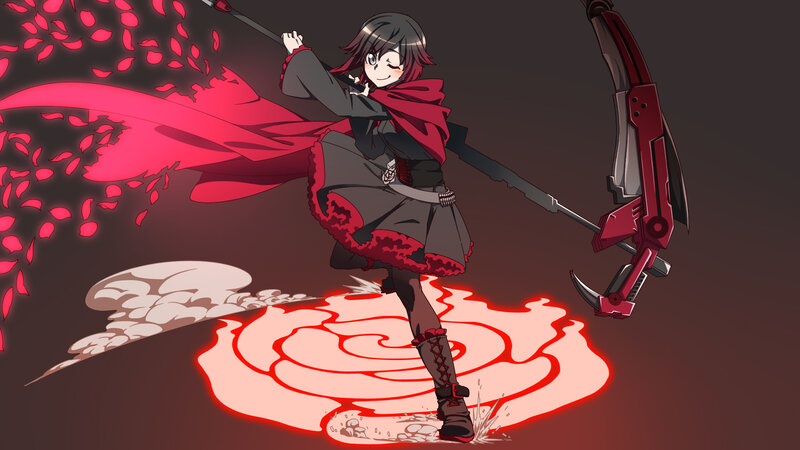 Anime Girl with Scythe — Red, Dramatic, Red Cape