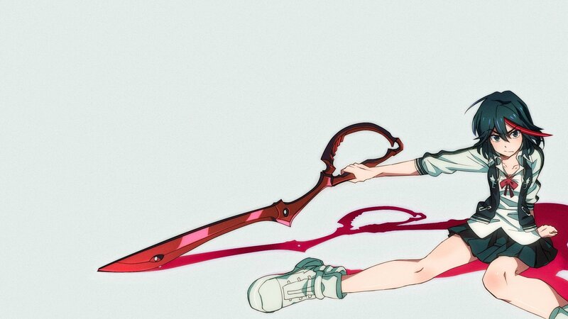 Anime Girl with Scythe — Red, Dramatic, School Uniform