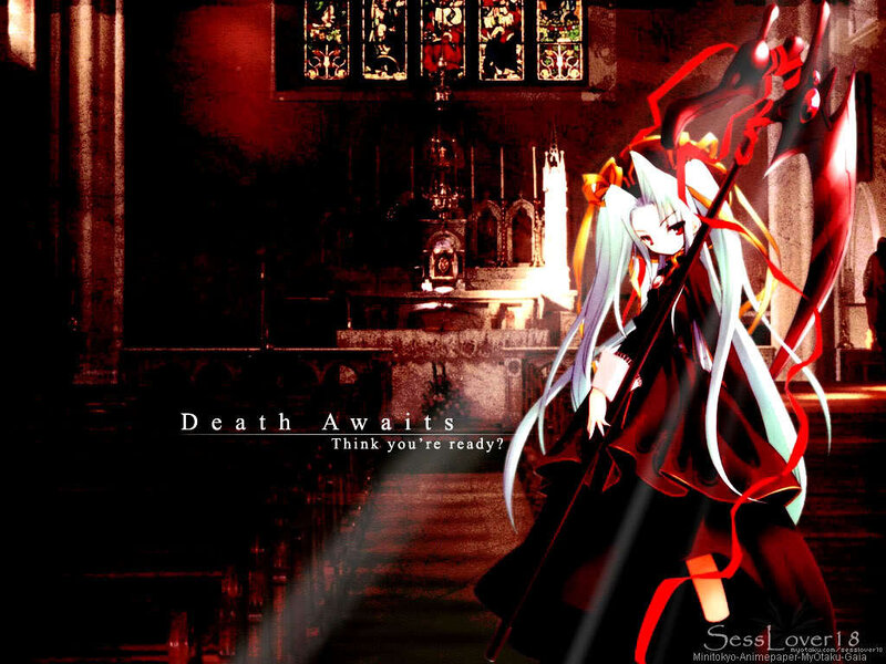 Anime Girl with Scythe — Red, Dramatic