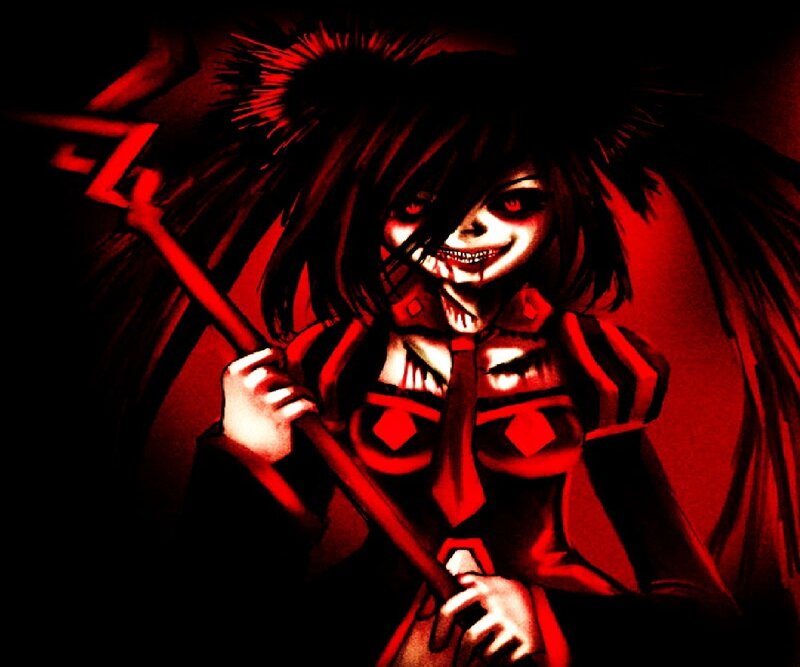 Anime Girl with Scythe — Red