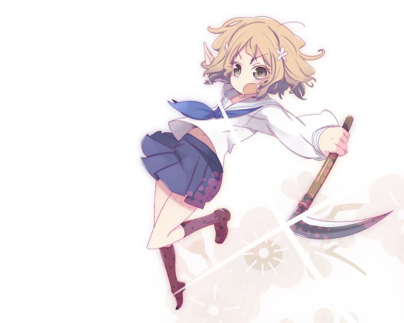 Anime Girl with Scythe — White, Dynamic