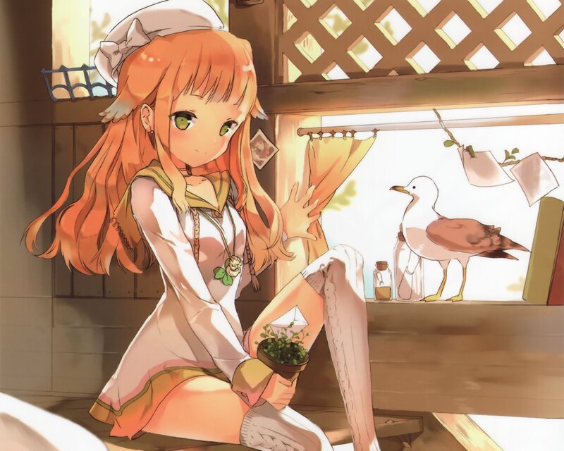 Anime girl with seagull
