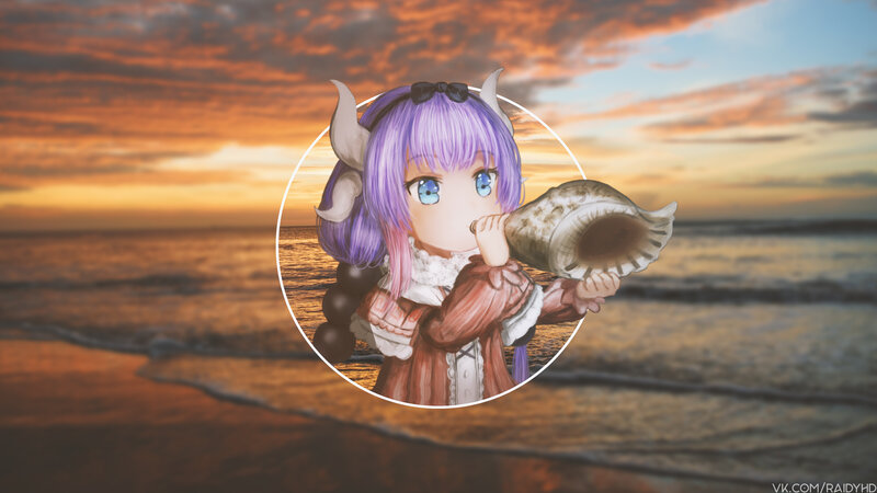 Anime Girl with Seashell — Purple, Serene
