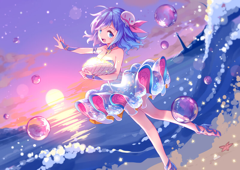 Anime Girl with Seashell — Purple