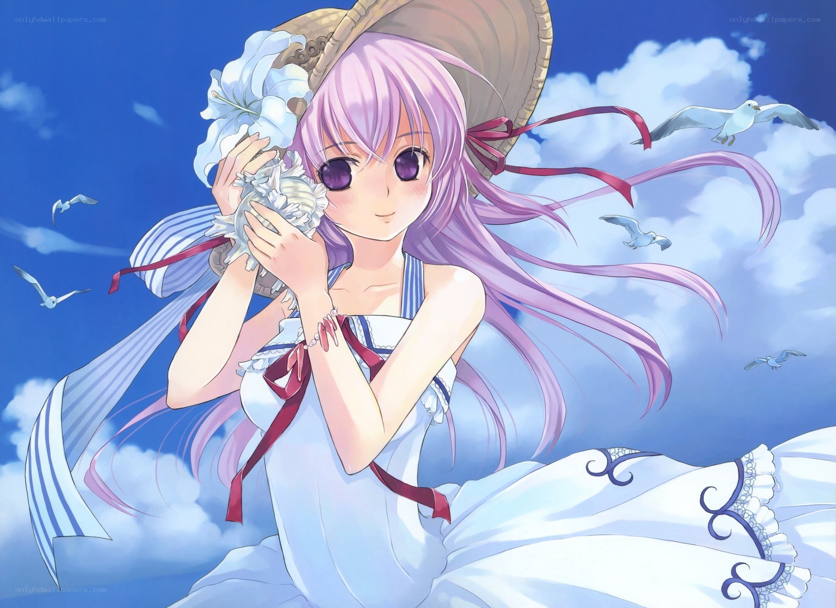 Anime girl with seashell
