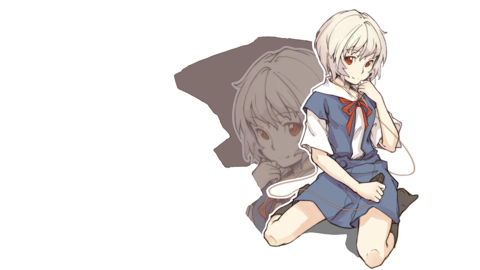 anime girl with shadow