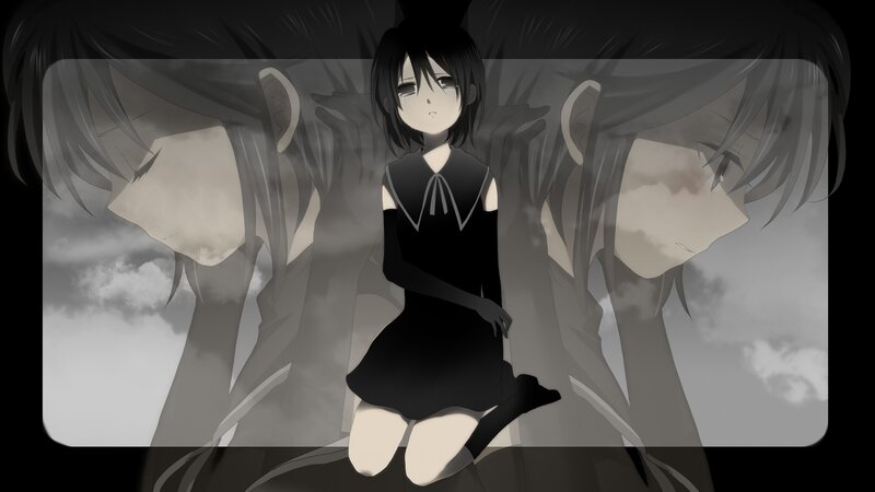 anime girl with shadow figures