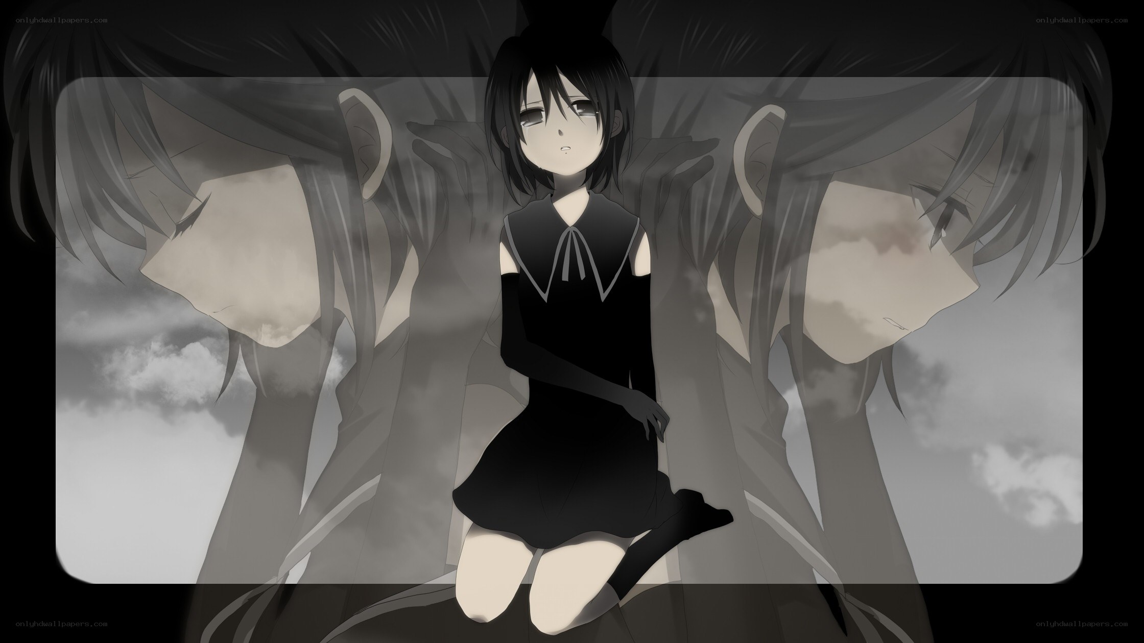 anime girl with shadow figures