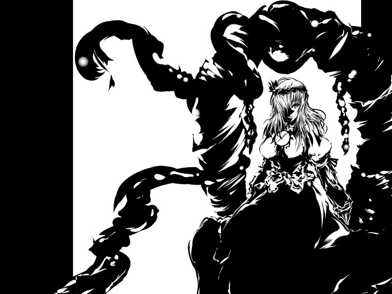 anime girl with shadow monster