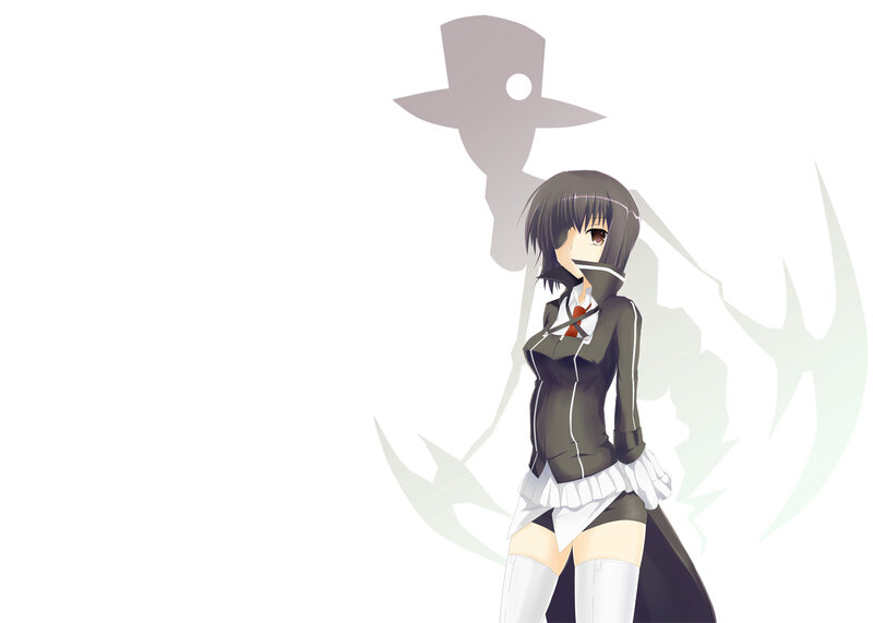 Anime Girl with Shadow — White