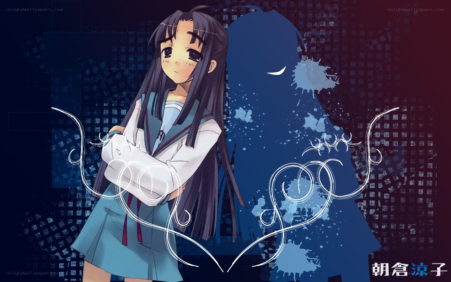 anime girl with shadow