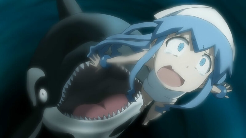 Anime Girl with Shark — Blue