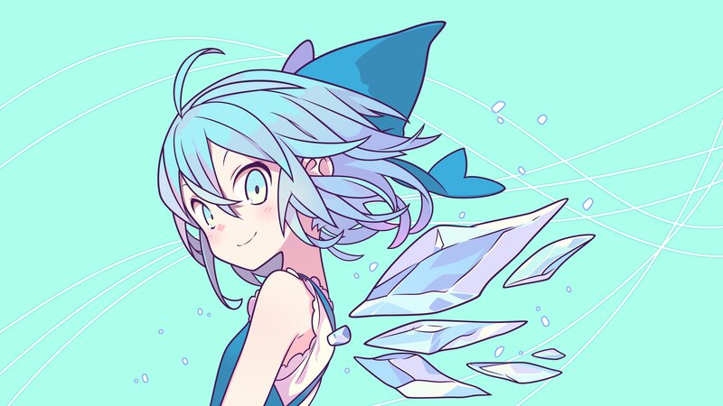 Anime Girl with Shark Fins — Cyan