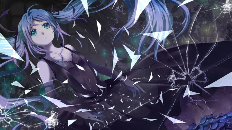 anime girl with shattered glass