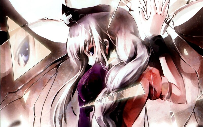 anime girl with shattered glass