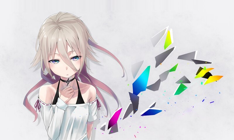 Anime Girl with Shattered Glass — White