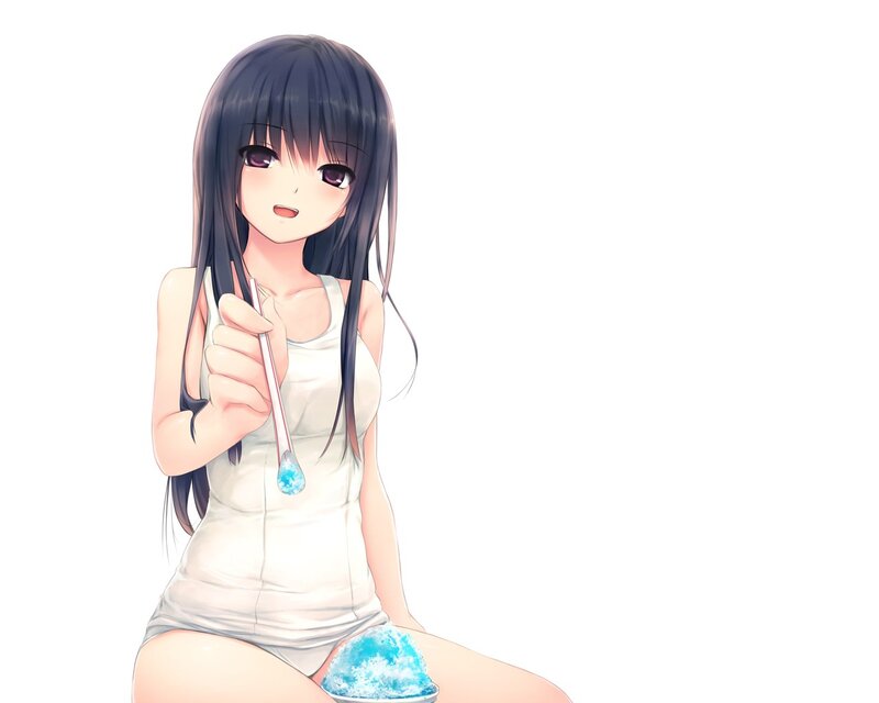anime girl with shaved ice