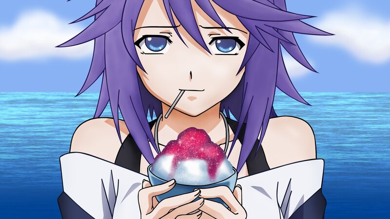 anime girl with shaved ice