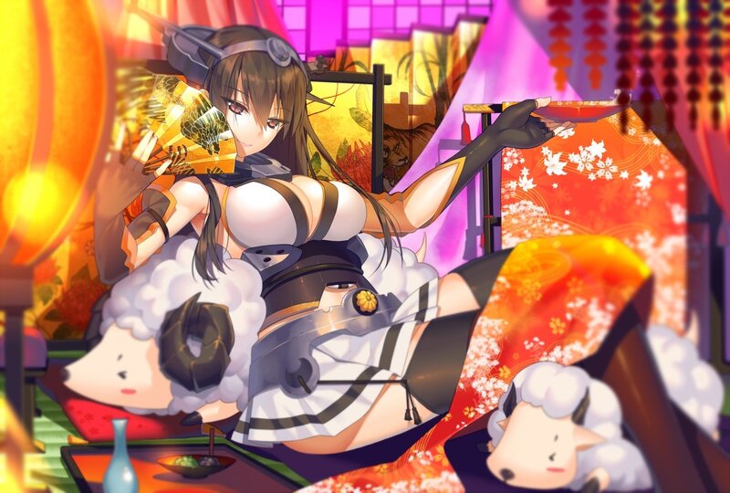 Anime Girl with Sheep — Orange