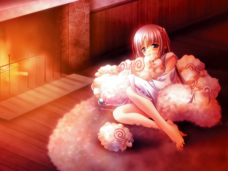 Anime Girl with Sheep — Red