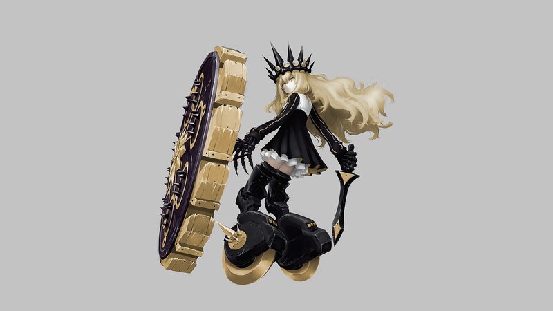 anime girl with shield and sword