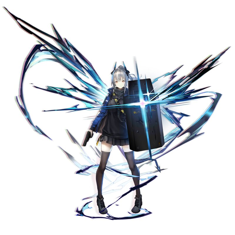 Anime Girl with Shield — Blue, Dramatic