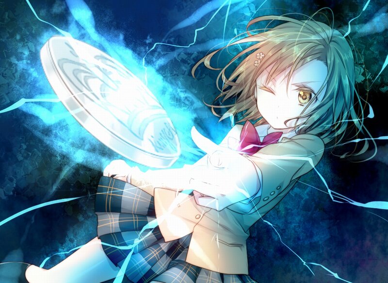 Anime Girl with Shield — Blue