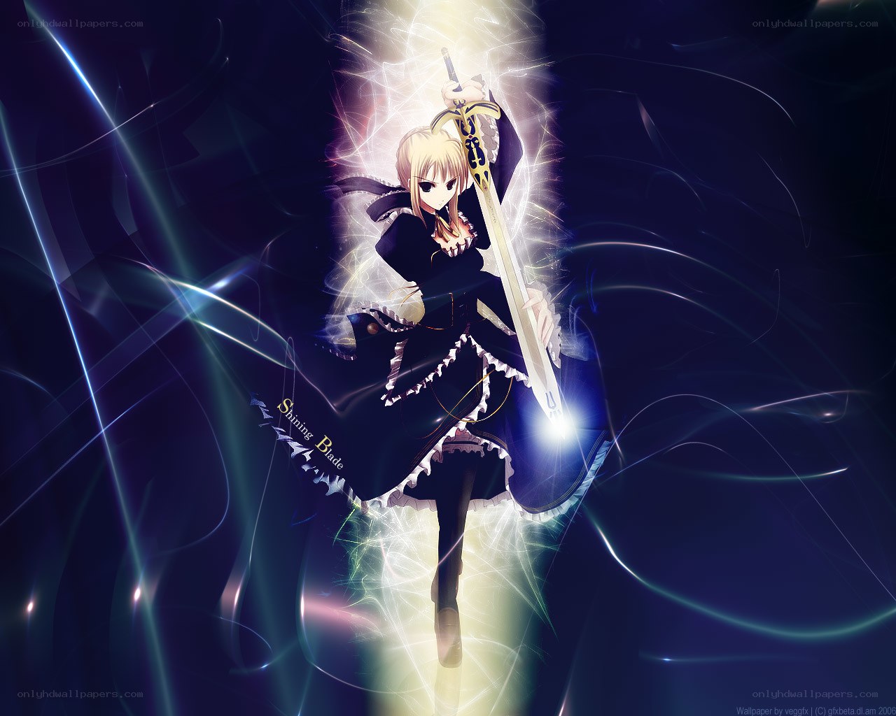 anime girl with shining sword