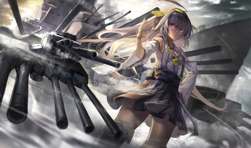 Anime Girl with Ship — Gray