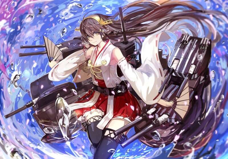 Anime Girl with Ship Guns — Blue, Dynamic, Spring