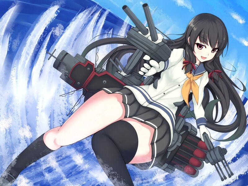 Anime Girl with Ship Guns — Blue, Dynamic