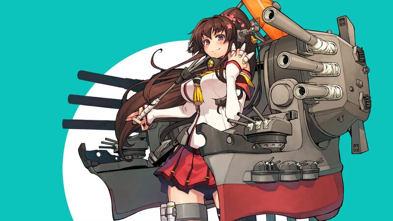 Anime Girl with Ship Guns — Teal