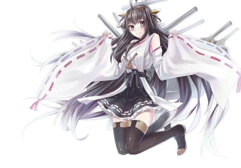 Anime Girl with Ship Guns — White