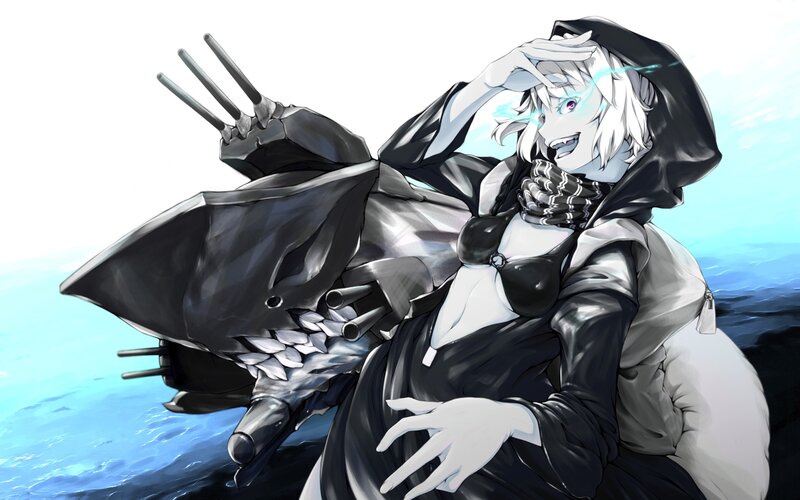 Anime Girl with Ship Parts — Black, Dramatic