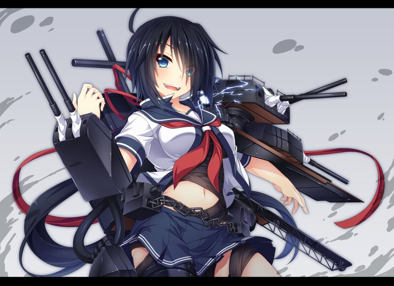 Anime Girl with Ship Parts — Blue, Dynamic