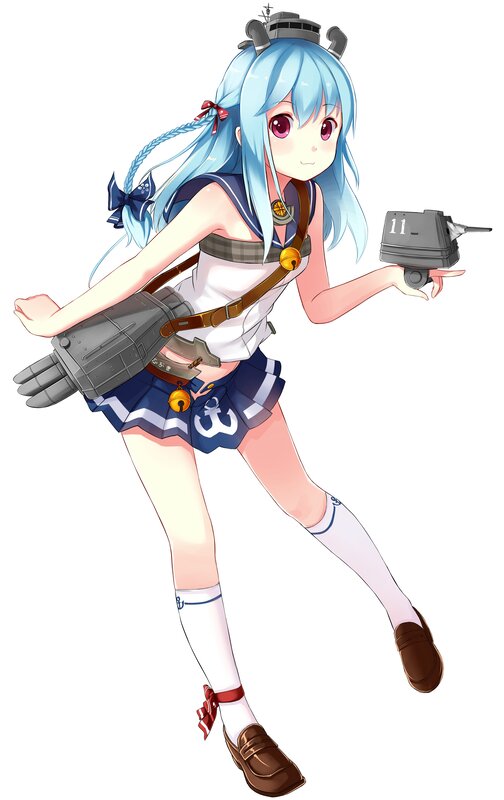 Anime Girl with Ship Parts — Blue, Playful, Ship Gun