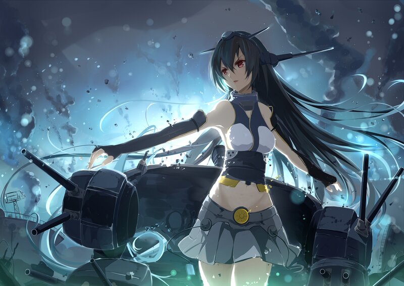 Anime Girl with Ship Parts — Blue