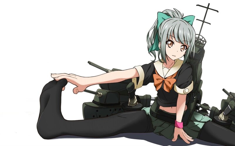 Anime Girl with Ship Parts — Gray
