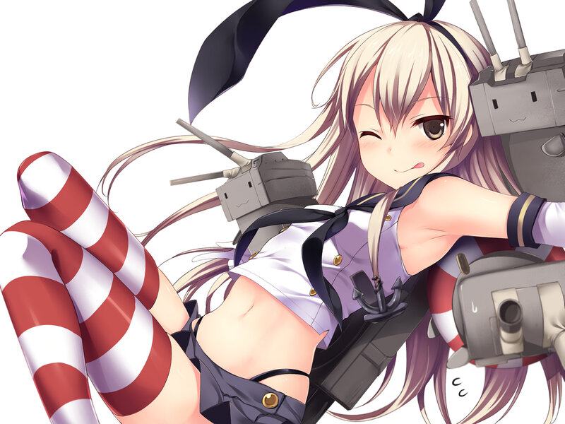 Anime Girl with Ship Parts — White, Playful, Digital Art