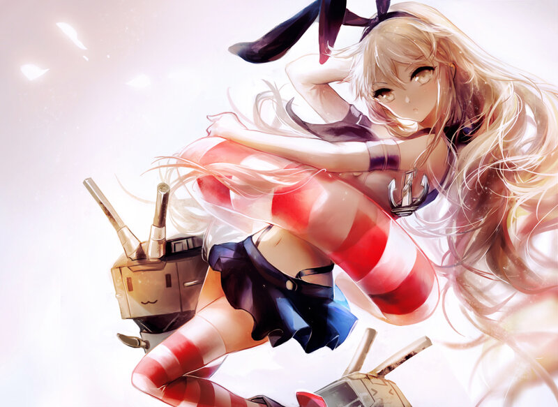 Anime Girl with Ship Parts — White