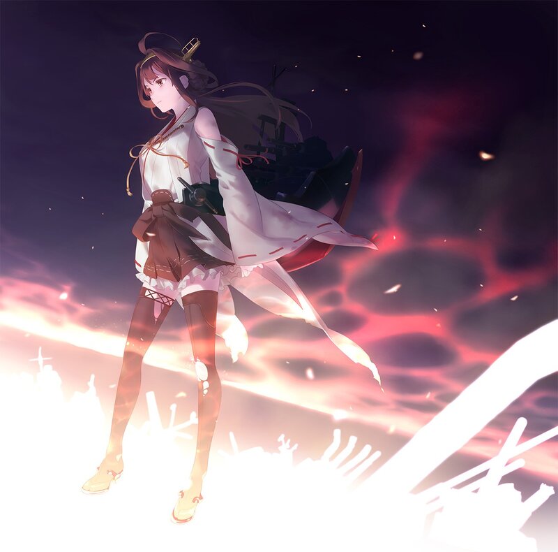 Anime Girl with Ship — Purple, Dramatic, Night