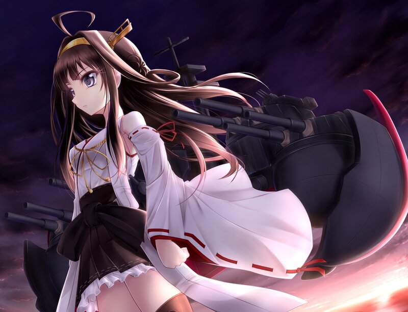 Anime Girl with Ship — Purple, Dramatic