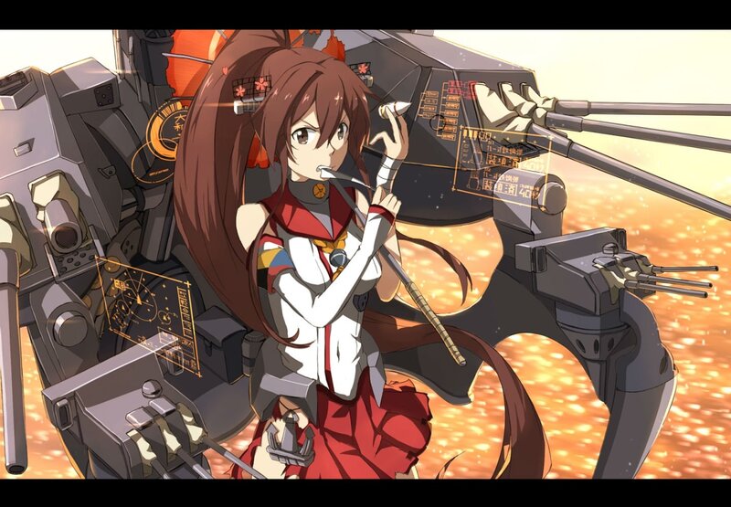 Anime Girl with Ship — Red