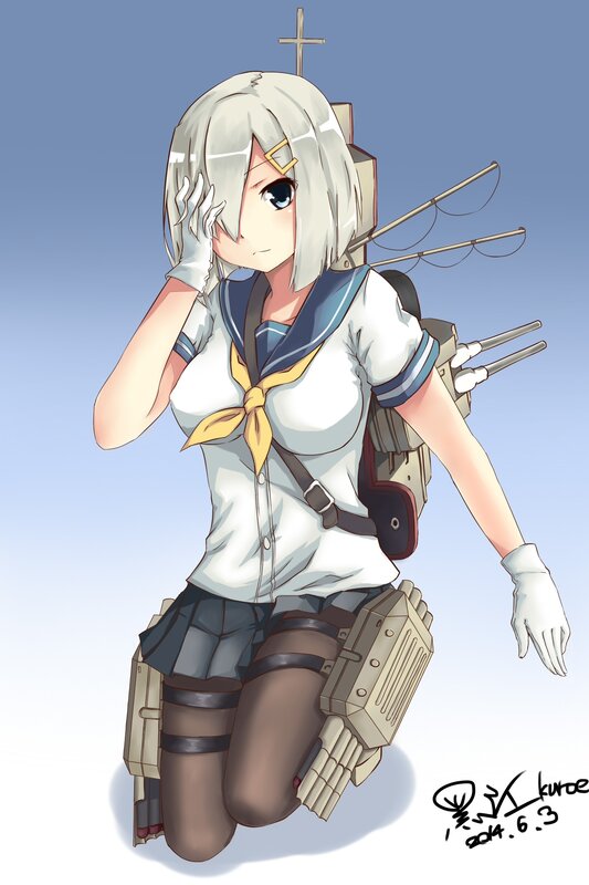 Anime Girl with Ship Weapons — Blue, Calm