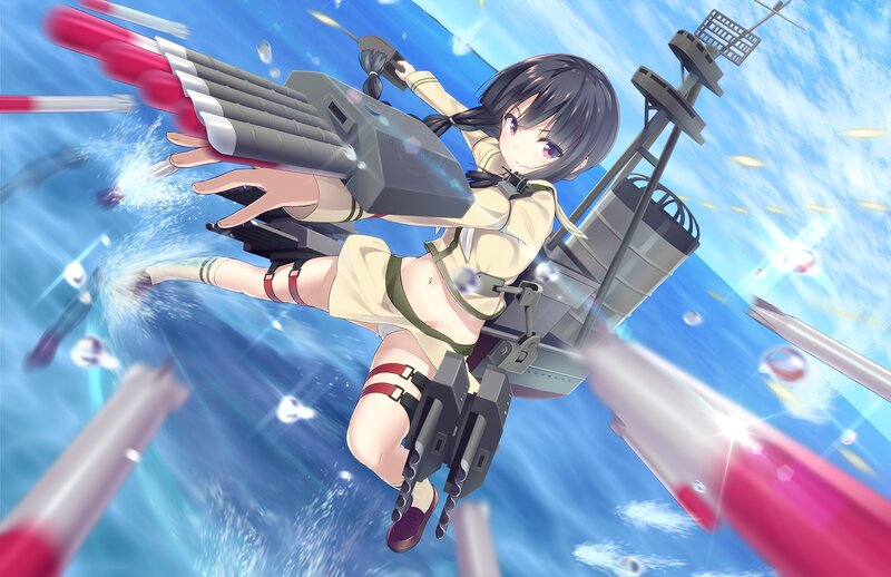 Anime Girl with Ship Weapons — Blue