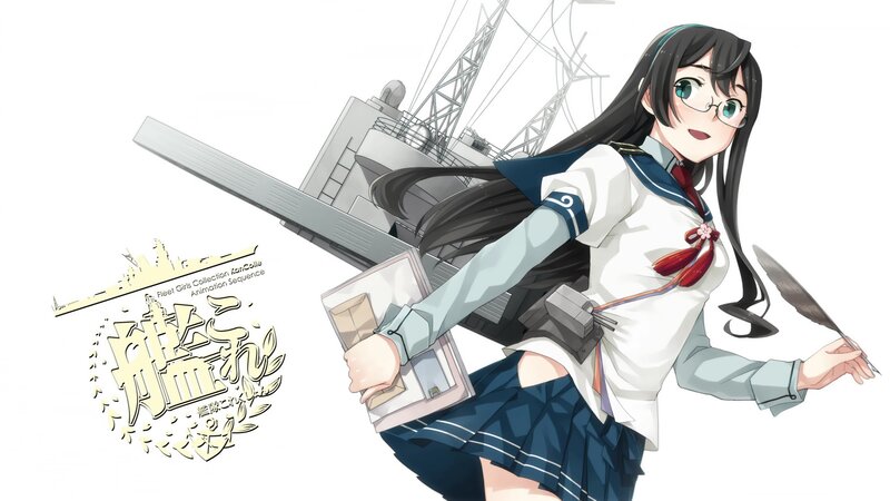 Anime Girl with Ship — White, Playful