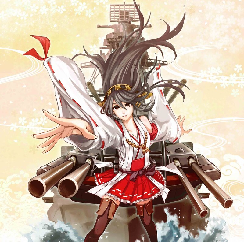 Anime Girl with Ship — White