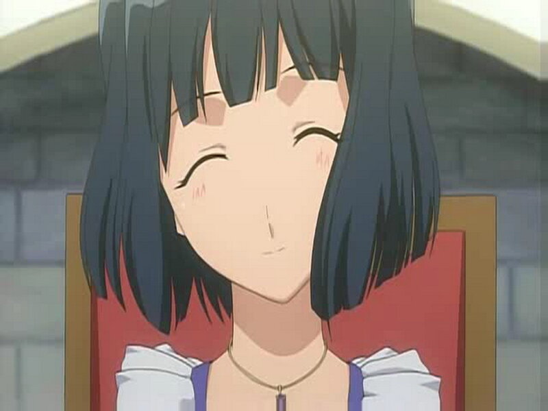 Anime Girl with Short Hair — Blue, Happy