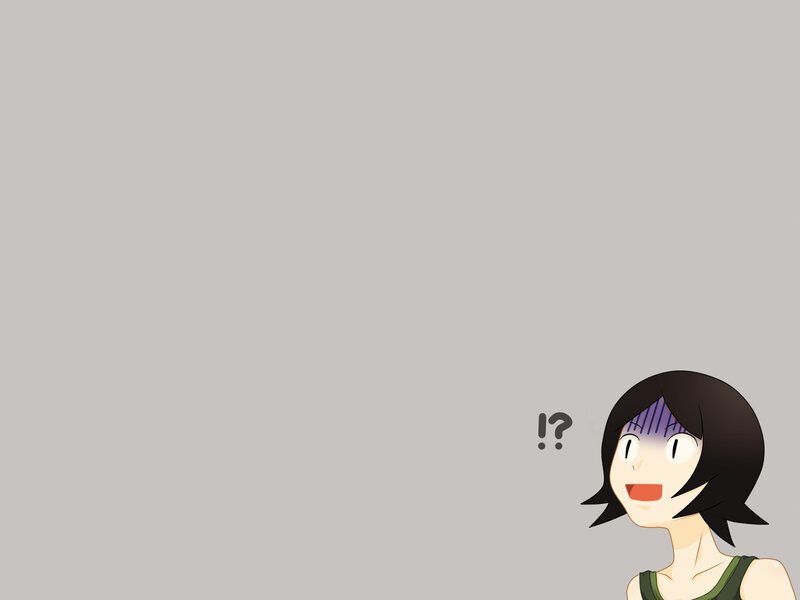 Anime Girl with Short Hair — Gray, Neutral, Tank Top